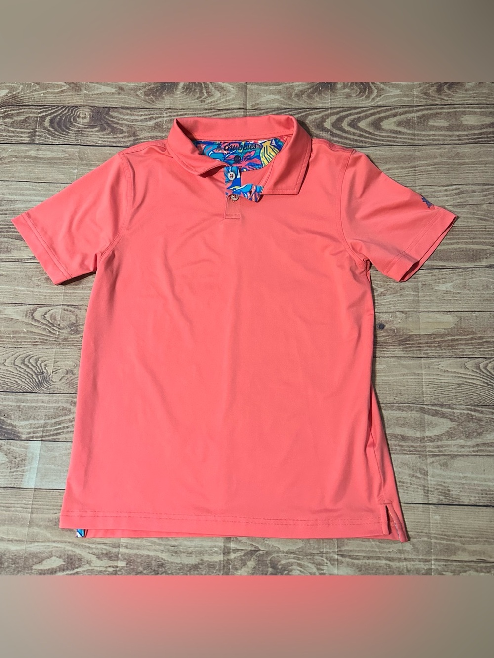 Chubbies Performance Polo Shirt Youth Medium YM Coral Pink